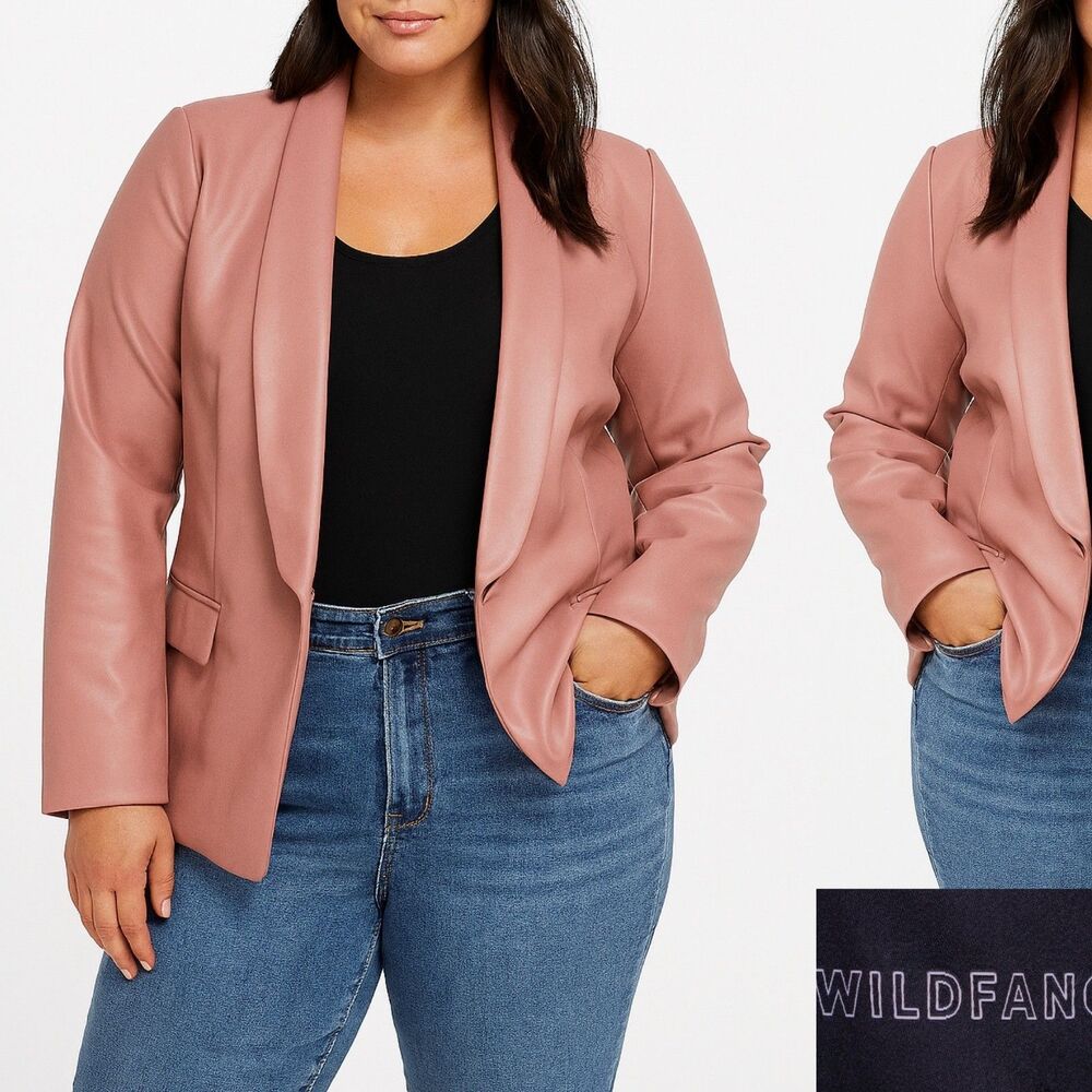 Wildfang Dusky Rose Leather Blazer Jacket